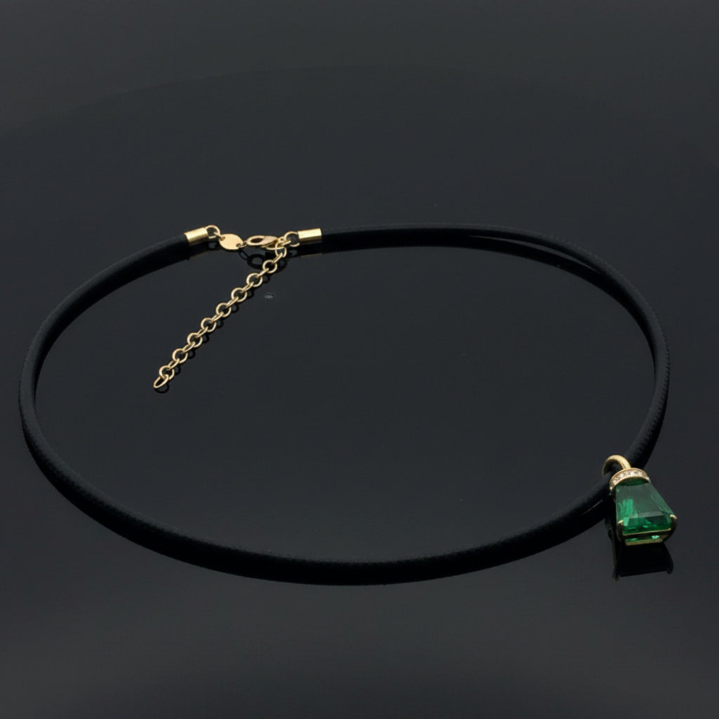 Estate Fine Zambian 4.17ct Emerald (GIA  F1) & Diamond Custom Made Necklace