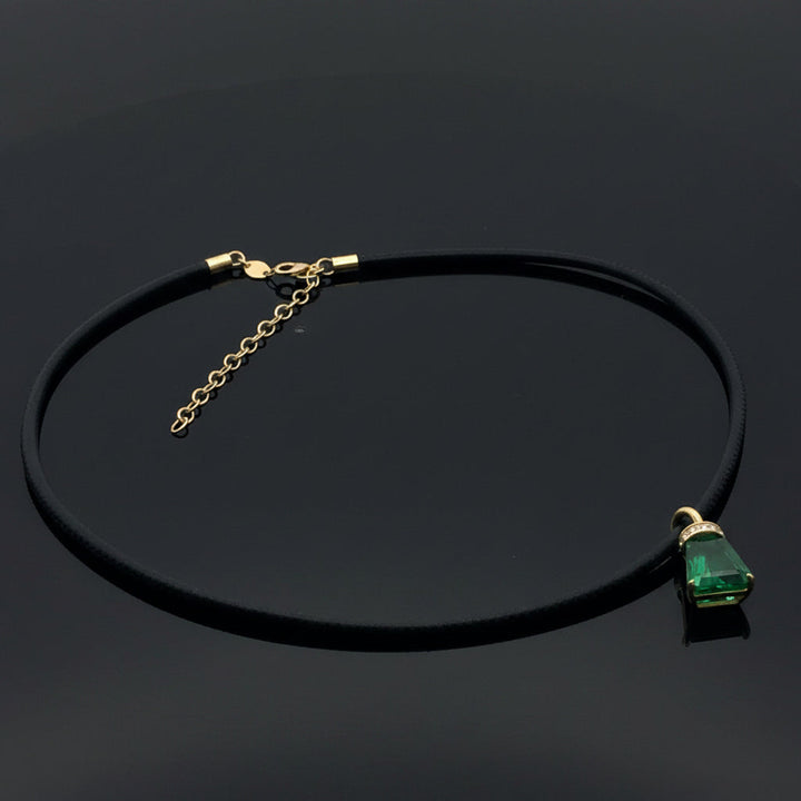 Estate Fine Zambian 4.17ct Emerald (GIA  F1) & Diamond Custom Made Necklace