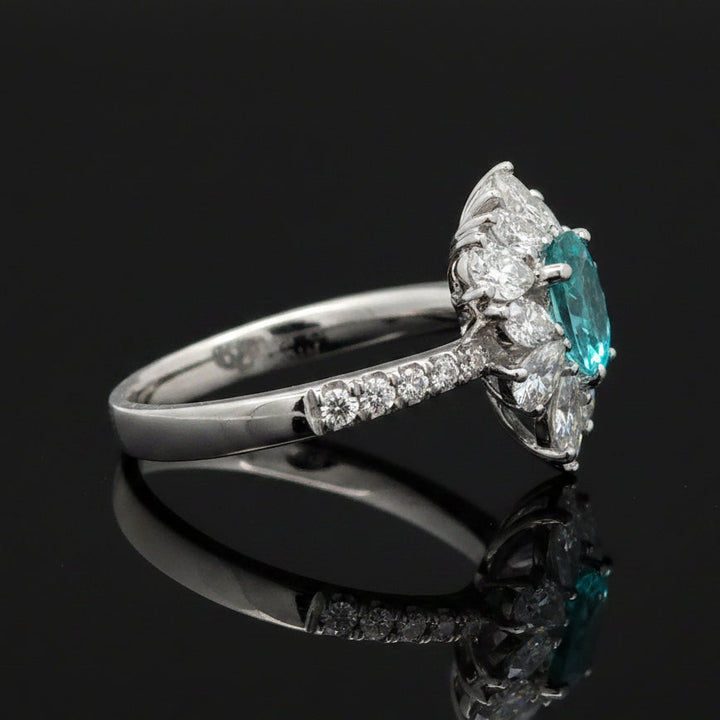 Estate (GIA) Mozambique Paraiba Tourmaline and Diamond Platinum Ring