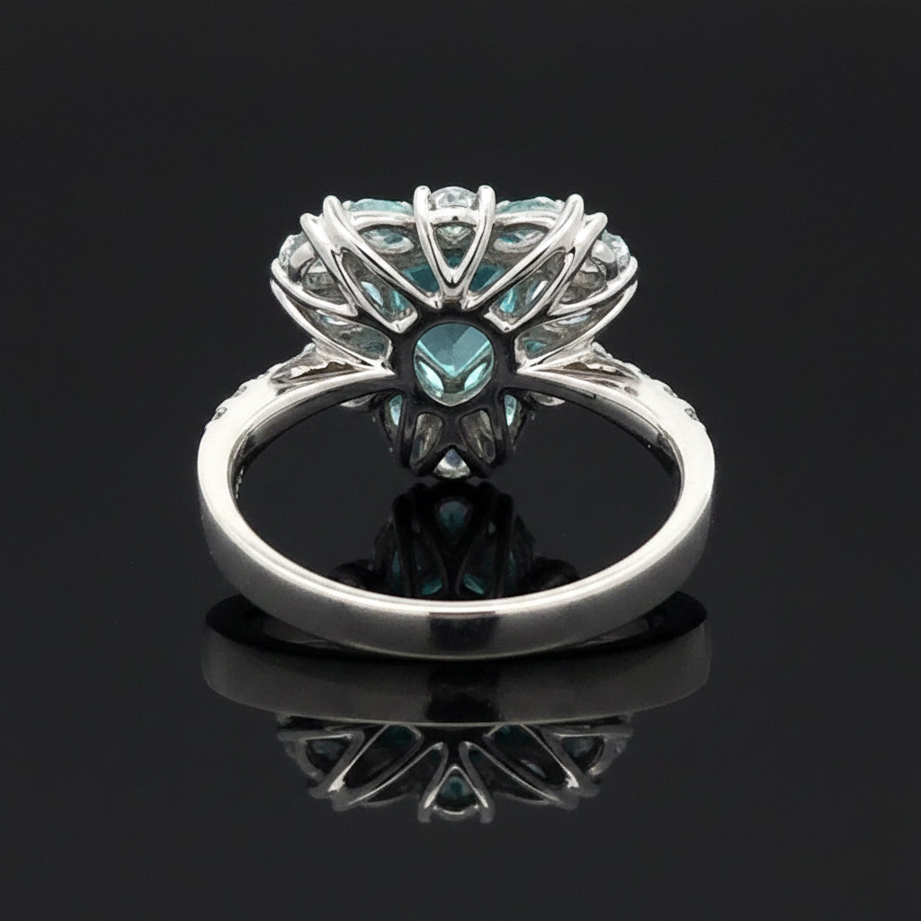 Estate (GIA) Mozambique Paraiba Tourmaline and Diamond Platinum Ring