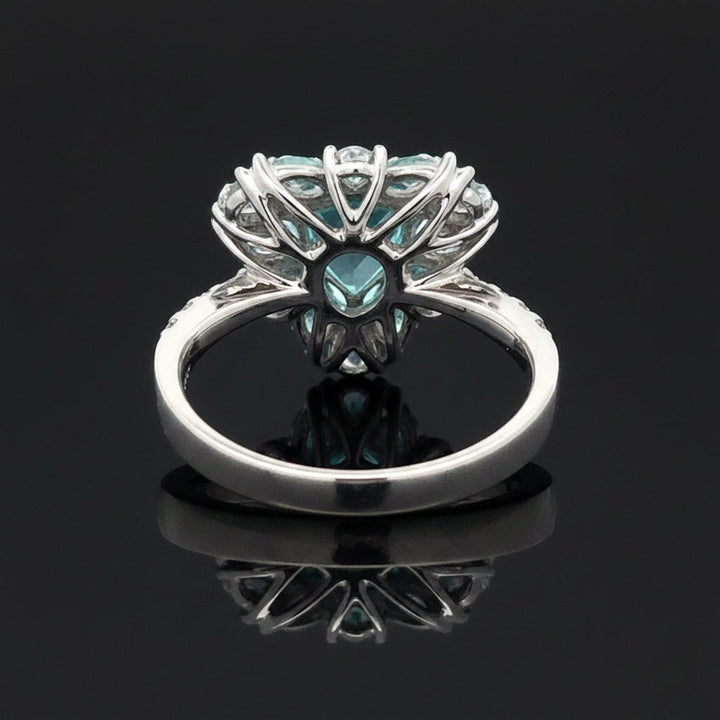 Estate (GIA) Mozambique Paraiba Tourmaline and Diamond Platinum Ring