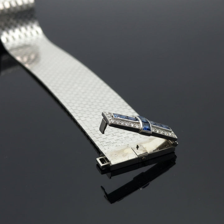 Vintage Diamond, Sapphire, Rock Crystal 14/18Kt White Gold Adjustable Bracelet/Pendant