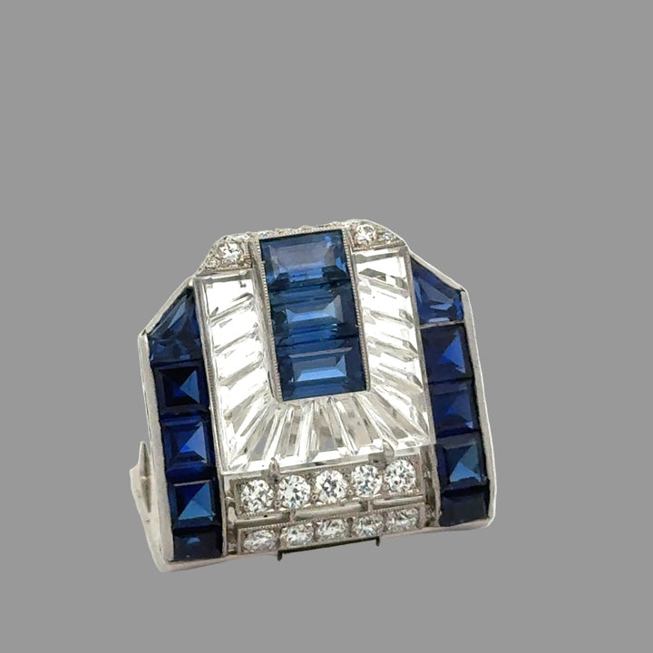 Vintage Diamond, Sapphire, Rock Crystal 14/18Kt White Gold Adjustable Bracelet/Pendant