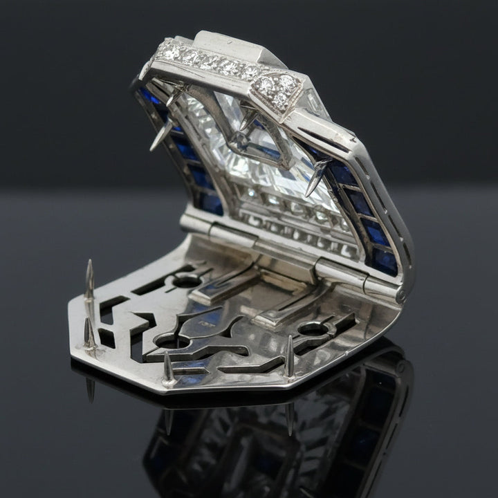 Vintage Diamond, Sapphire, Rock Crystal 14/18Kt White Gold Adjustable Bracelet/Pendant
