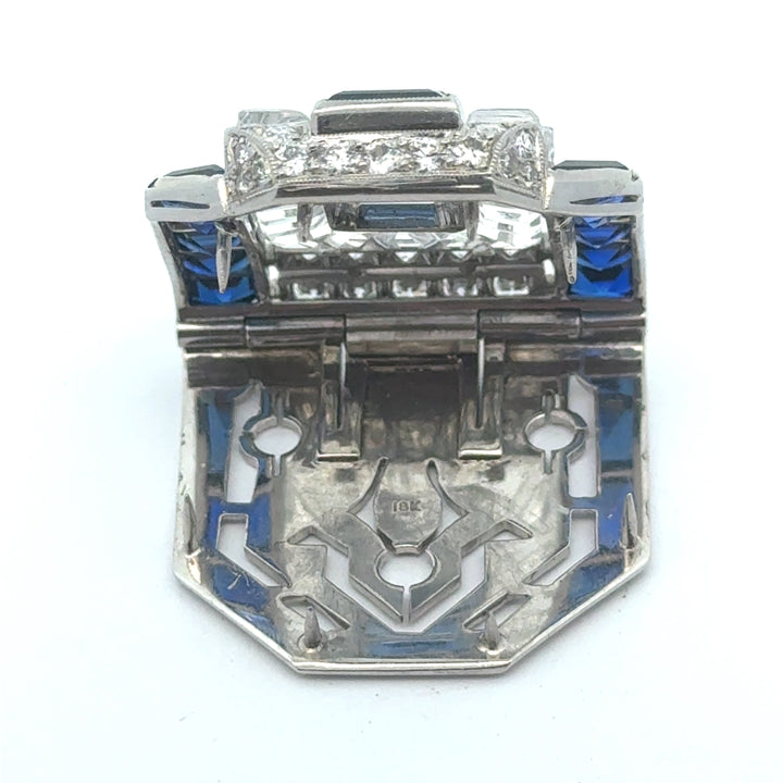 Vintage Diamond, Sapphire, Rock Crystal 14/18Kt White Gold Adjustable Bracelet/Pendant
