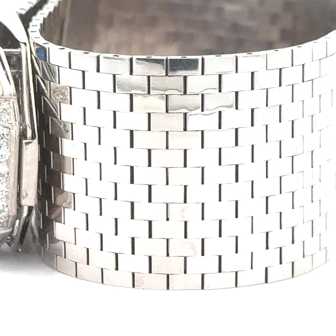 Vintage Diamond, Sapphire, Rock Crystal 14/18Kt White Gold Adjustable Bracelet/Pendant