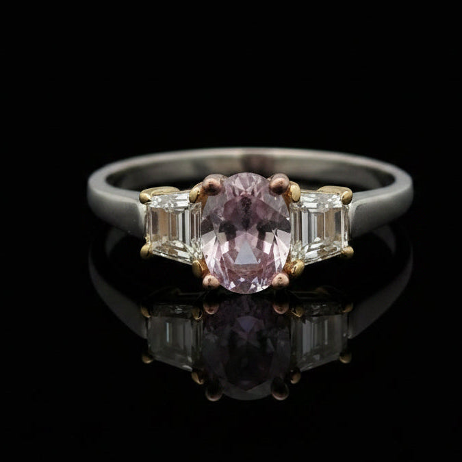 Estate Natural Fancy Purple Pink (GIA) Diamond & Fancy Yellow Diamond Platinum/18K Yellow Gold Ring