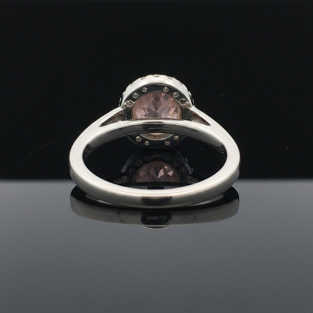 Contemporary Natural Fancy Intense Purplish Pink & White Diamond (GIA) Platinum Ring