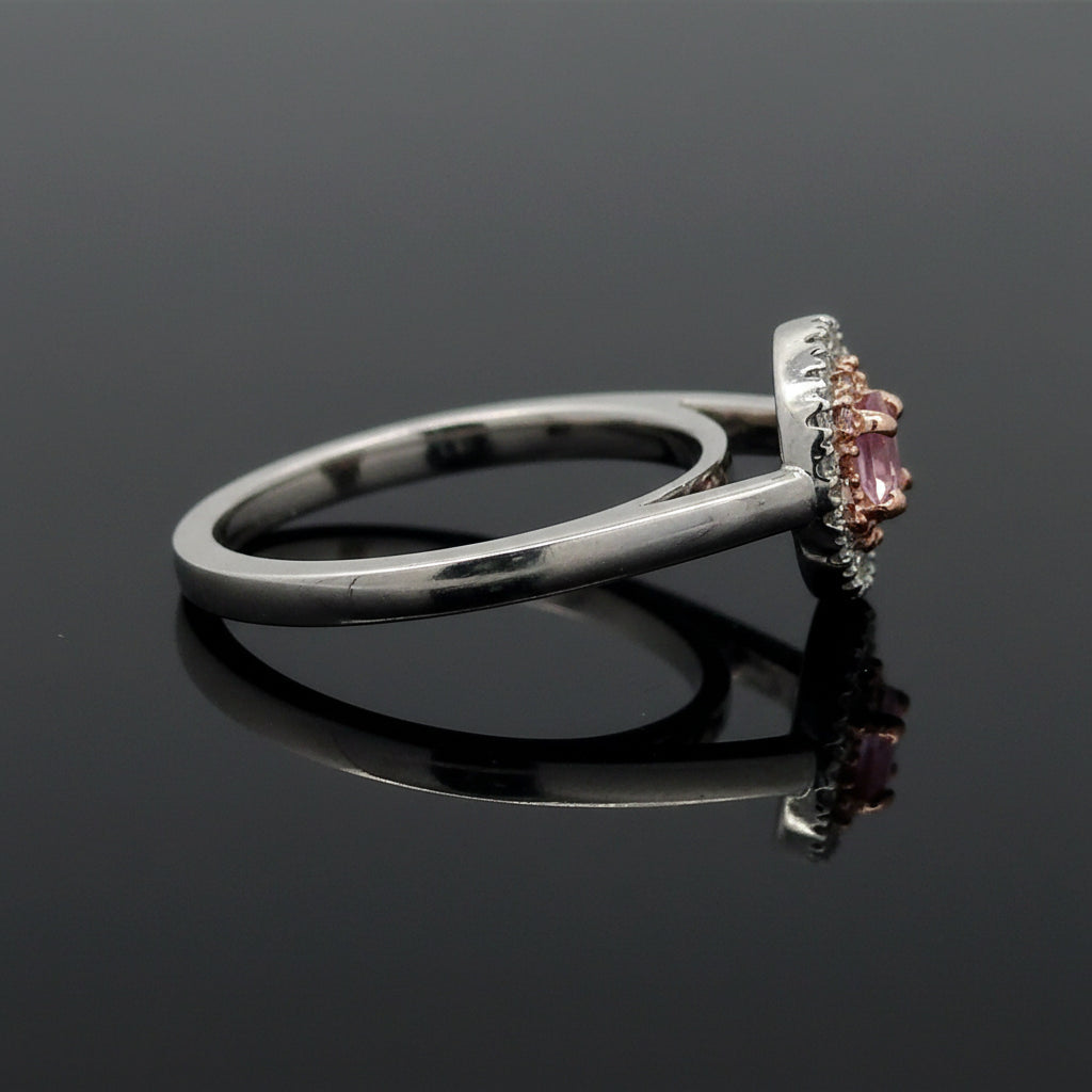 Contemporary Natural Fancy Intense Purplish Pink & White Diamond (GIA) Platinum Ring