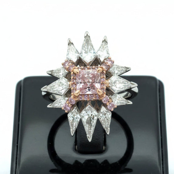 Vintage J.E. Caldwell Natural Fancy Pink & White Diamond Platinum/18K Rose Gold Ring