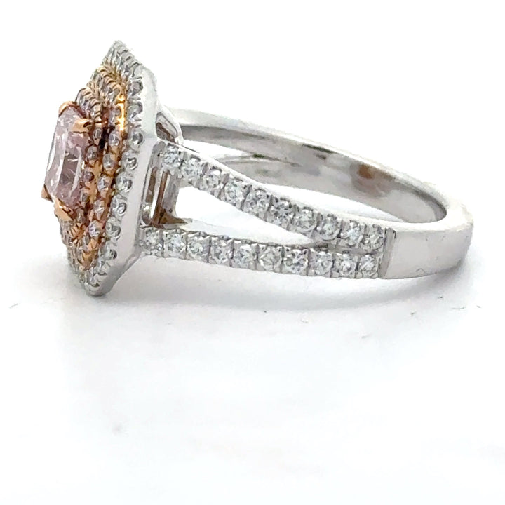 Contemporary Natural Fancy Pink "Argyle" Diamond (GIA) and White Diamond Platinum Ring