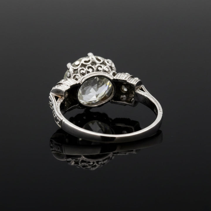 Estate Art Deco 4.54ct Old European Cut Diamond Platinum Ring (GIA)