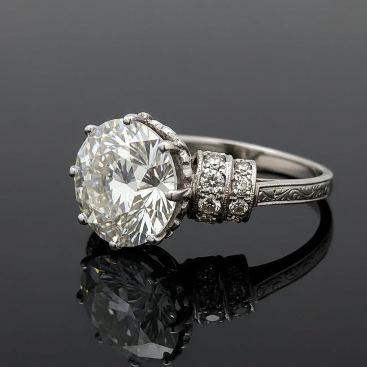 Estate Art Deco 4.54ct Old European Cut Diamond Platinum Ring (GIA)