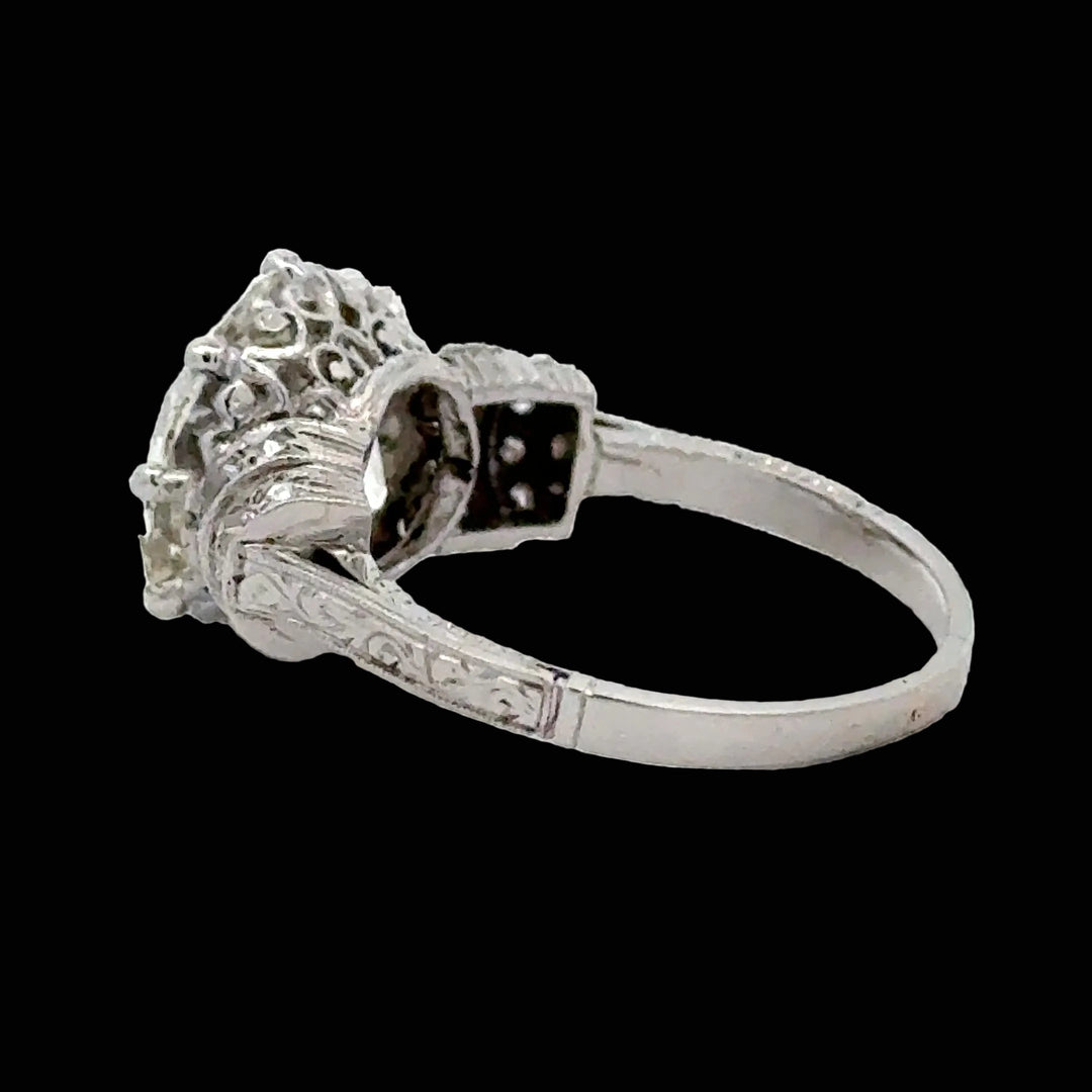 Estate Art Deco 4.54ct Old European Cut Diamond Platinum Ring (GIA)
