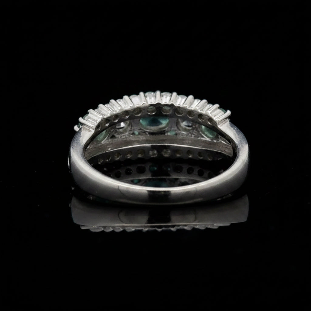Estate Natural Color Change Alexandrite and Diamond Platinum Ring