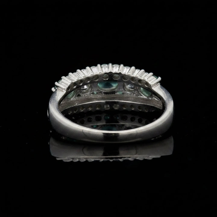 Estate Natural Color Change Alexandrite and Diamond Platinum Ring