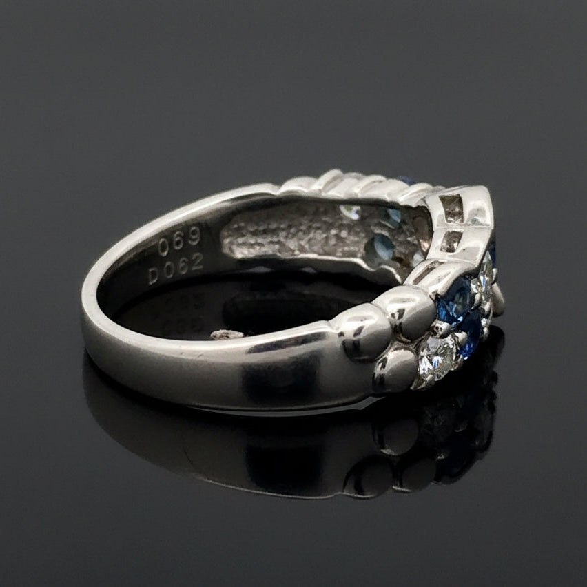 Estate Natural Color Change Alexandrite and Diamond Platinum Ring