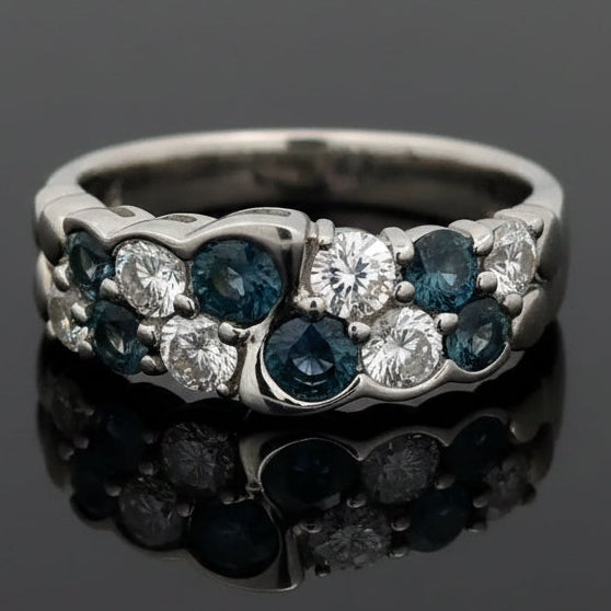 Estate Natural Color Change Alexandrite and Diamond Platinum Ring