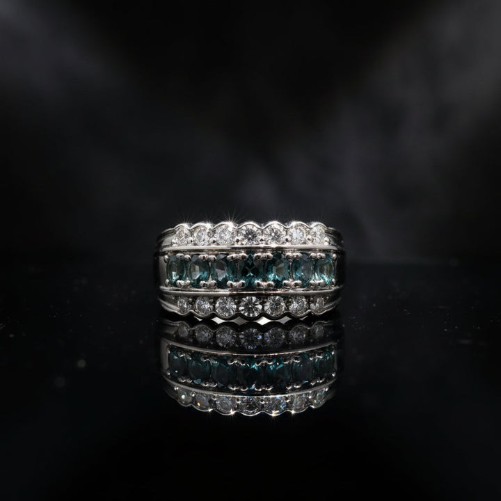 Estate Natural Color Change Alexandrite and Diamond Platinum Ring