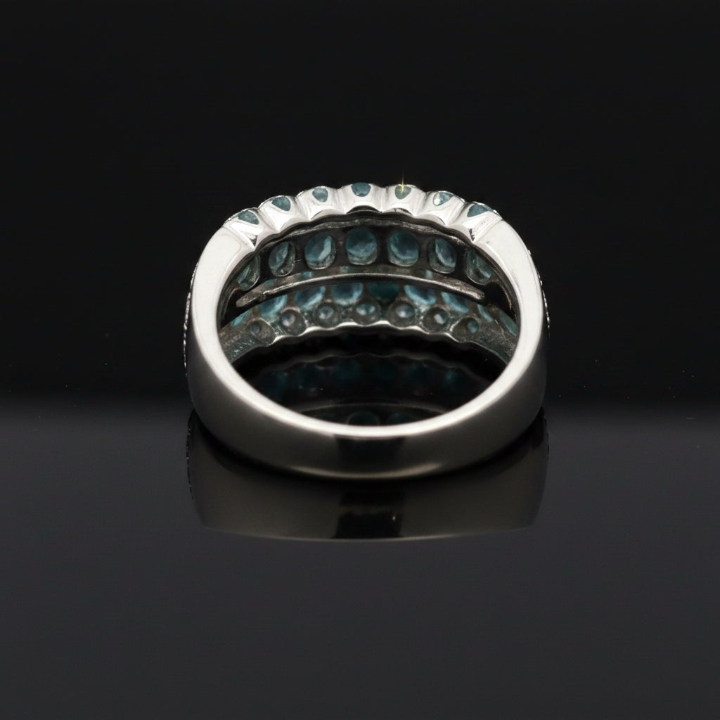 Estate Natural Color Change Alexandrite and Diamond Platinum Ring