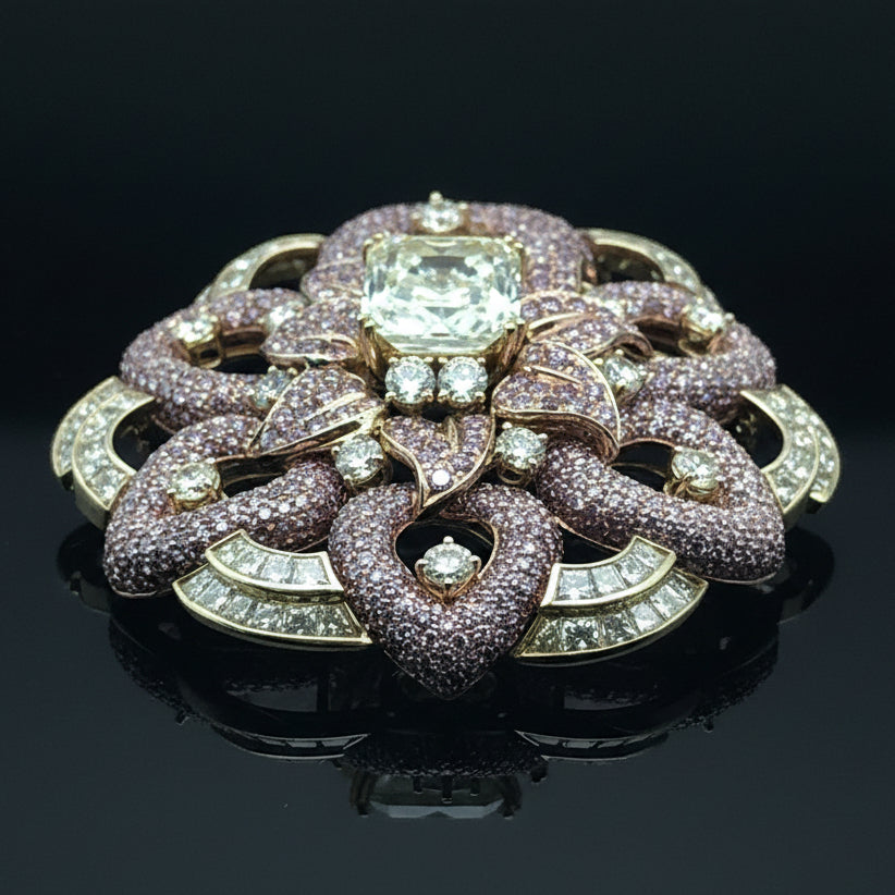 Personal Estate of Sultan of Brunei - Hassanal Bolkiah -Fancy Vivid Pink & Yellow Diamond (GIA) 18K Yellow/Rose Gold Necklace