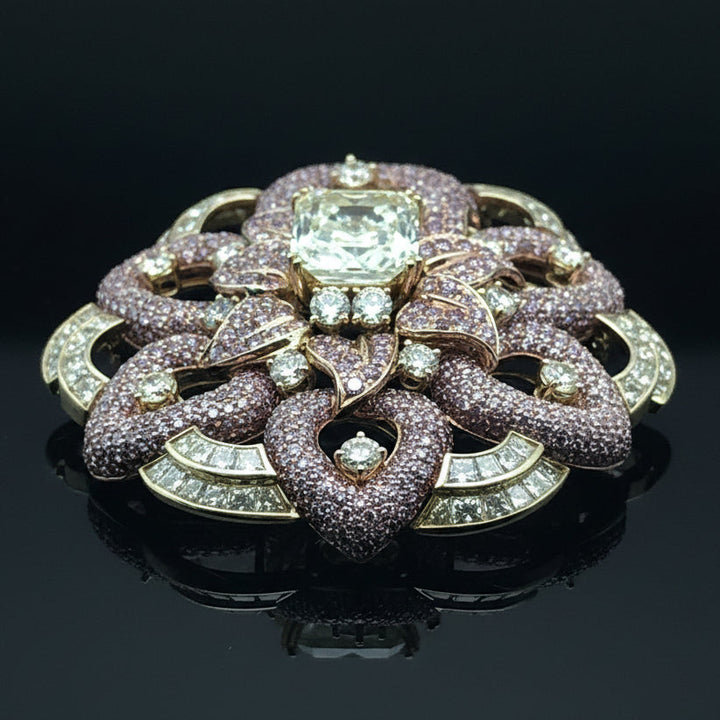 Personal Estate of Sultan of Brunei - Hassanal Bolkiah -Fancy Vivid Pink & Yellow Diamond (GIA) 18K Yellow/Rose Gold Necklace