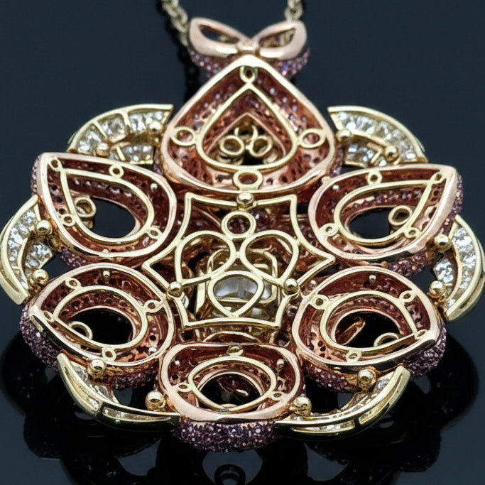 Personal Estate of Sultan of Brunei - Hassanal Bolkiah -Fancy Vivid Pink & Yellow Diamond (GIA) 18K Yellow/Rose Gold Necklace