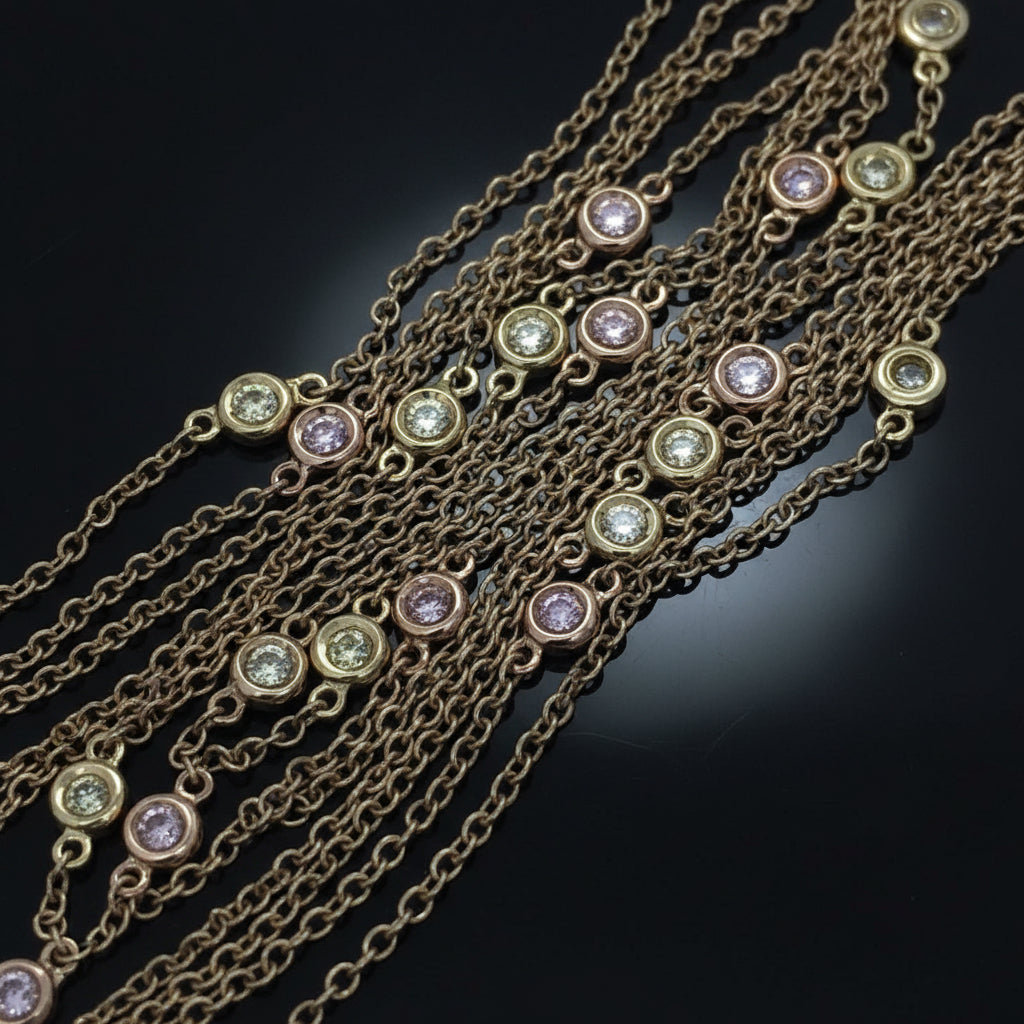 Personal Estate of Sultan of Brunei - Hassanal Bolkiah -Fancy Vivid Pink & Yellow Diamond (GIA) 18K Yellow/Rose Gold Necklace