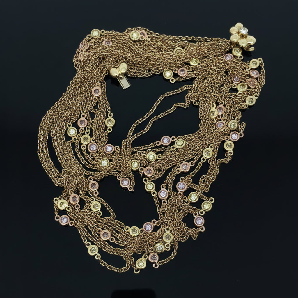 Personal Estate of Sultan of Brunei - Hassanal Bolkiah -Fancy Vivid Pink & Yellow Diamond (GIA) 18K Yellow/Rose Gold Necklace