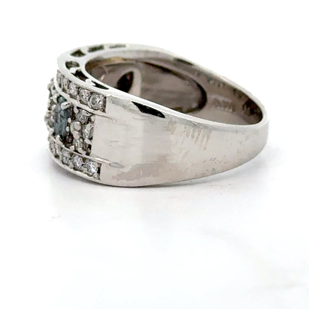 Estate Color Change Alexandrite and Diamond Platinum Ring