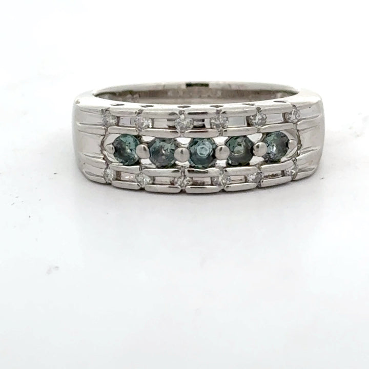 Estate Color Change Alexandrite and Diamond Platinum Ring