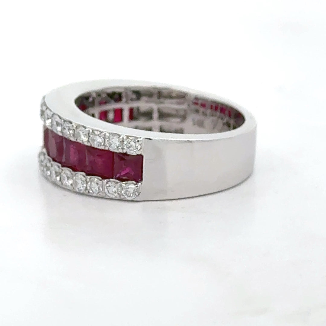 Estate Fine 2.33cttw. Ruby & Diamond 14KT White Gold Ring