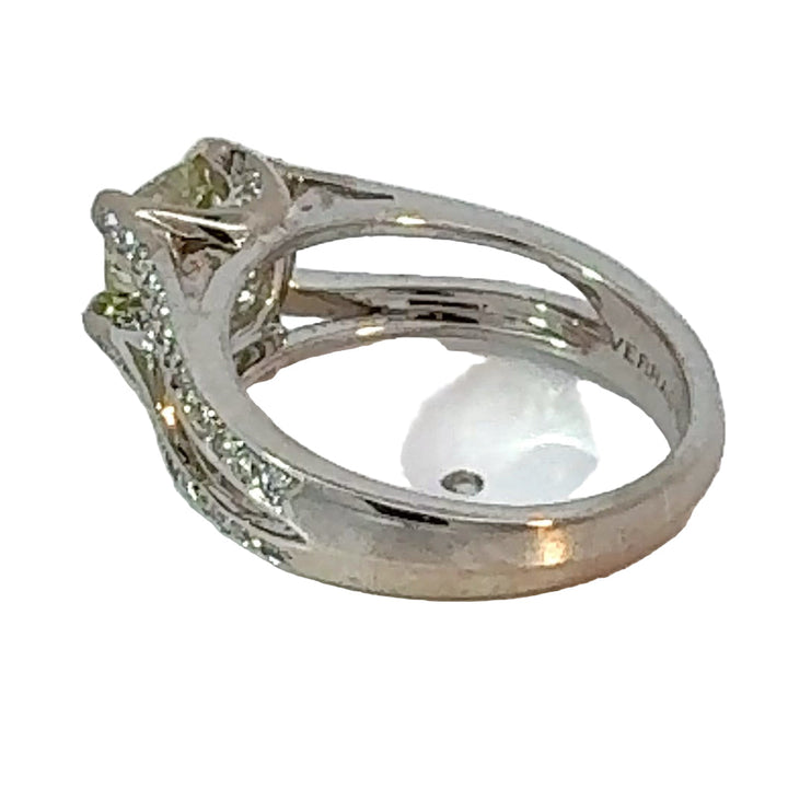 Estate Designer Verragio 1.21 ct Natural Fancy Yellow (GIA) Diamond 18K White Gold Ring 14738