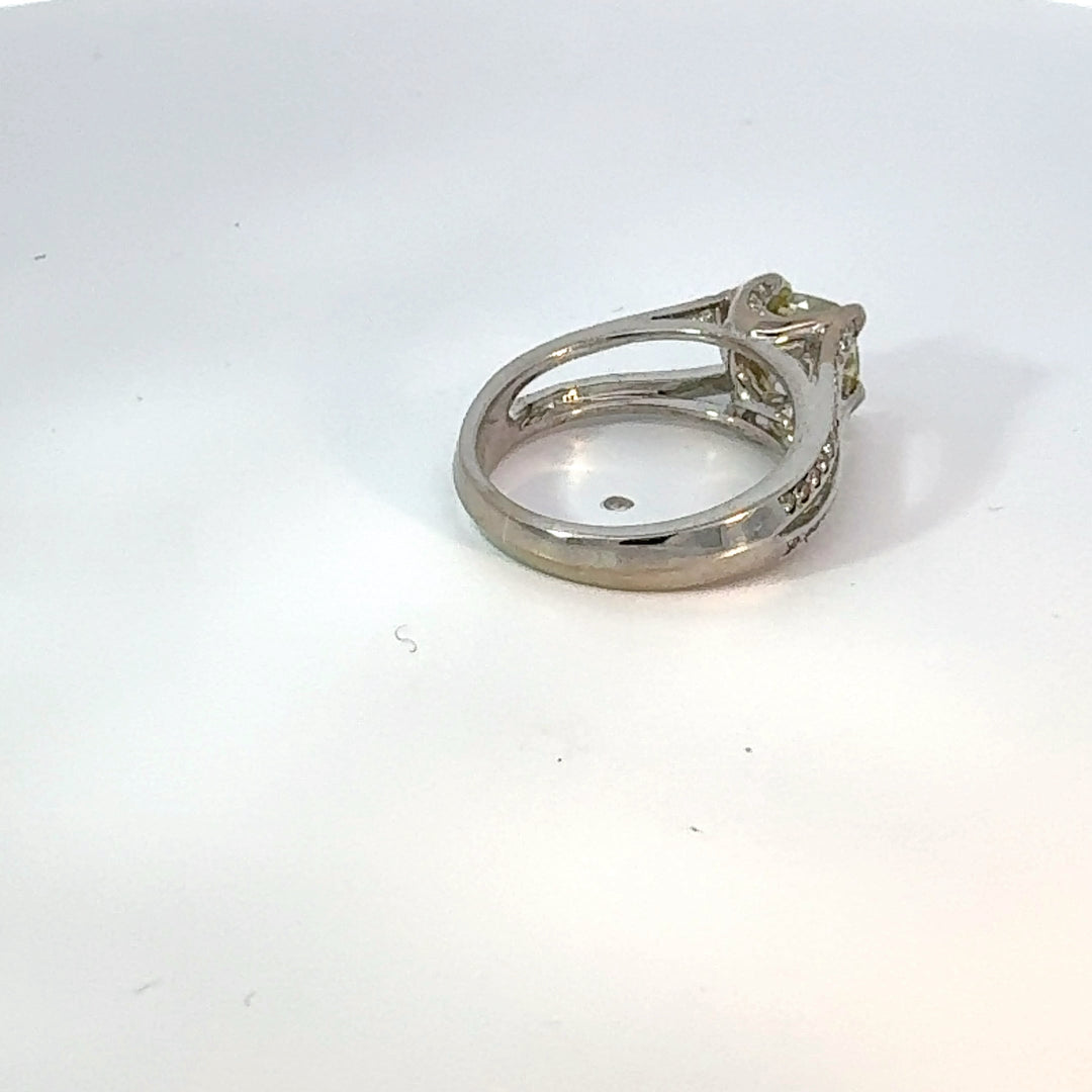 Estate Designer Verragio 1.21 ct Natural Fancy Yellow (GIA) Diamond 18K White Gold Ring 14738
