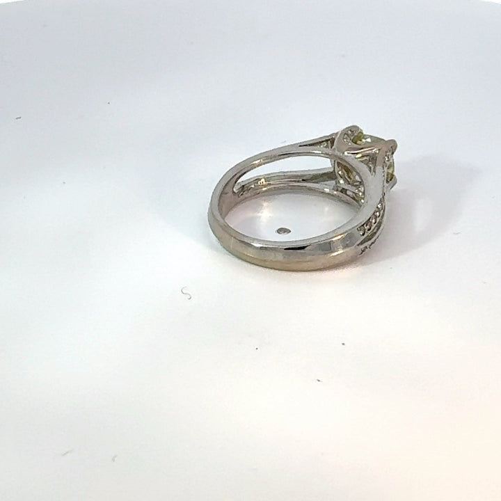 Estate Designer Verragio 1.21 ct Natural Fancy Yellow (GIA) Diamond 18K White Gold Ring 14738