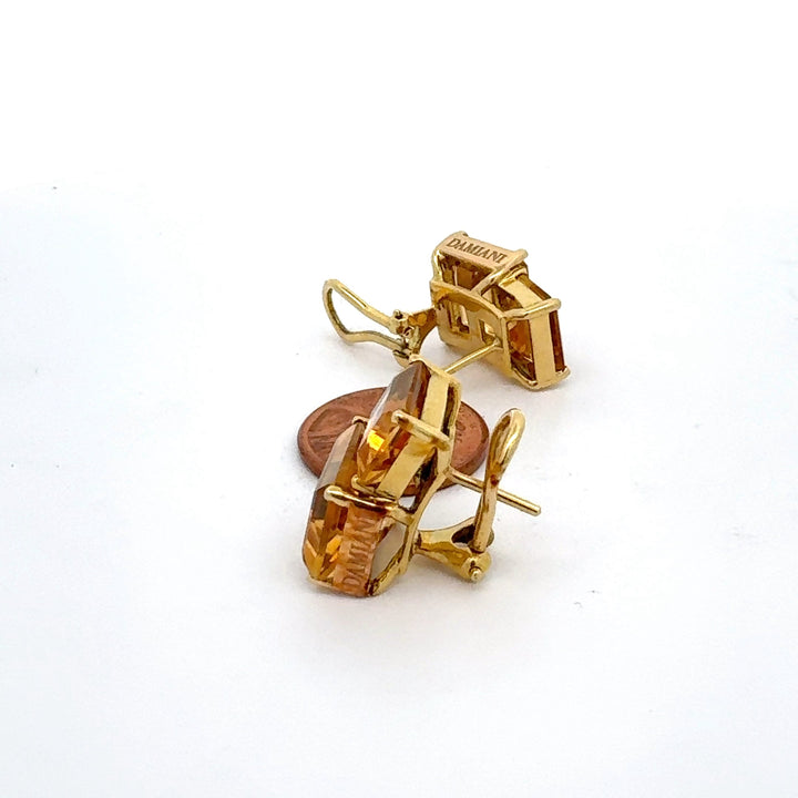 Estate Italian Designer Casa Damiani 13.86 cttw Citrine 18K Yellow Gold Earrings 14784