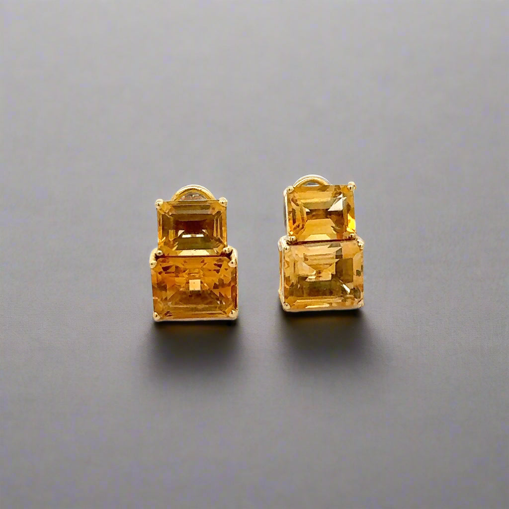 Estate Italian Designer Casa Damiani 13.86 cttw Citrine 18K Yellow Gold Earrings 14784