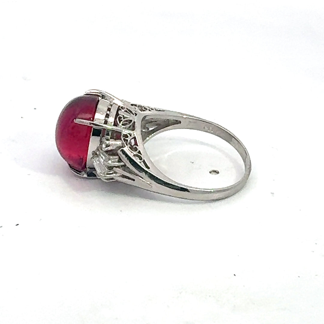 Estate Designer 7.58 ct Pink Tourmaline Diamond Platinum Ring 14988