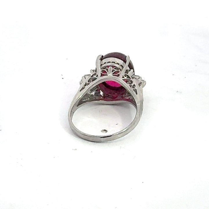 Estate Designer 7.58 ct Pink Tourmaline Diamond Platinum Ring 14988