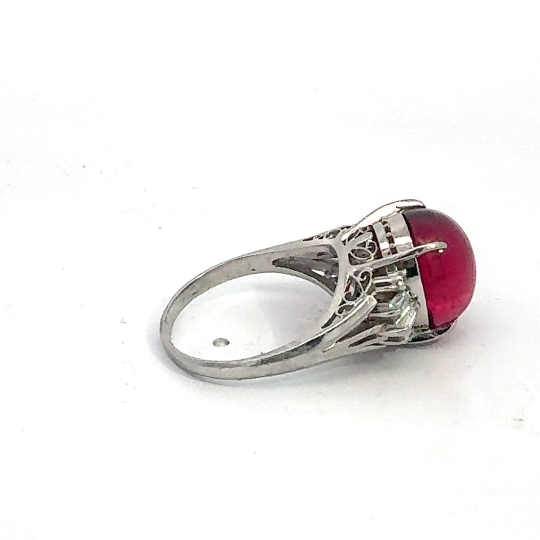 Estate Designer 7.58 ct Pink Tourmaline Diamond Platinum Ring 14988