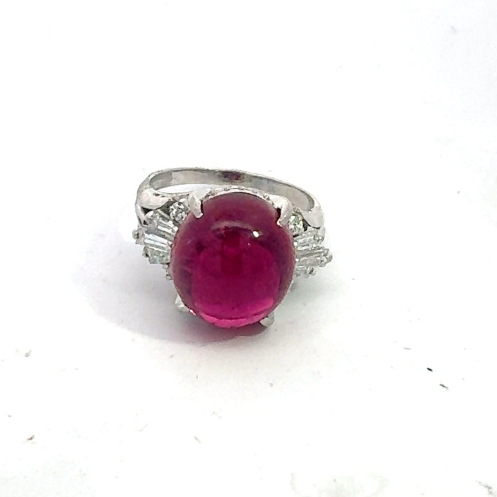 Estate Designer 7.58 ct Pink Tourmaline Diamond Platinum Ring 14988