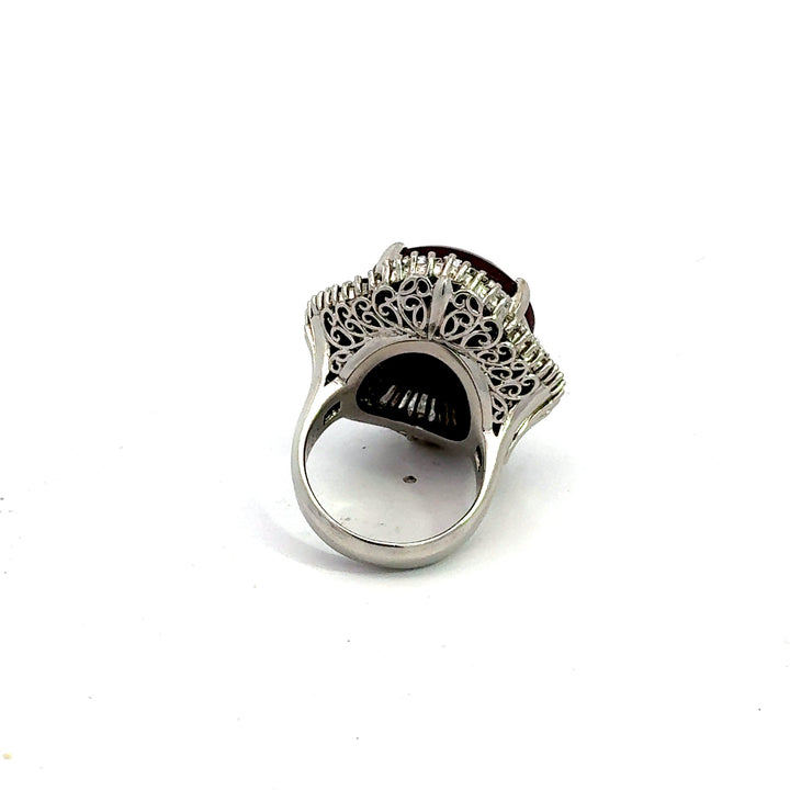 Estate 46.89 ct Star Ruby 3.25 cttw Diamond Platinum Ring 14991