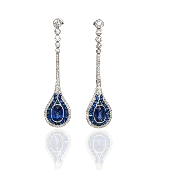 Diamond and Sapphire 18K White Gold Earrings