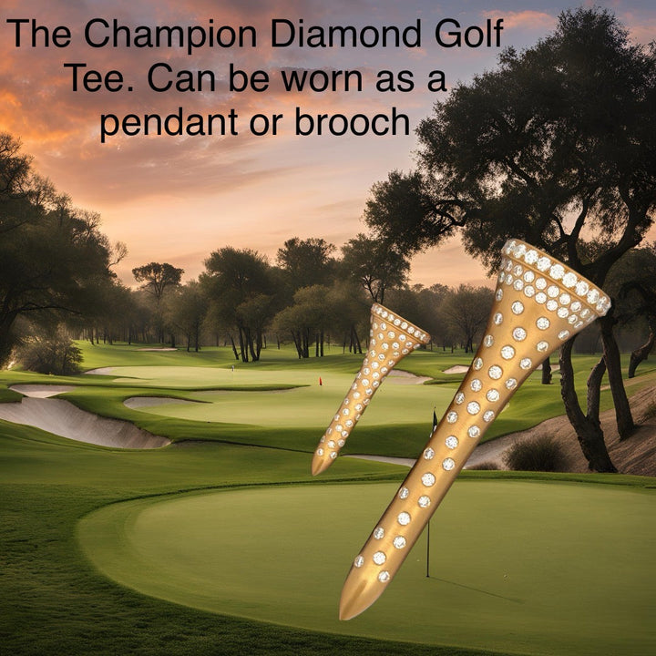 The Champion .28 cttw "Mini" Diamond Golf Tee 14K Yellow Gold Brooch/Pendant (Limited Edition) 15345 Length 1"