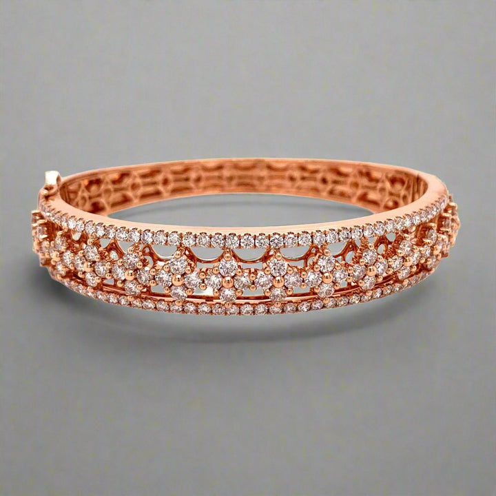 Designer Natural Diamond and Rose Gold Bangle