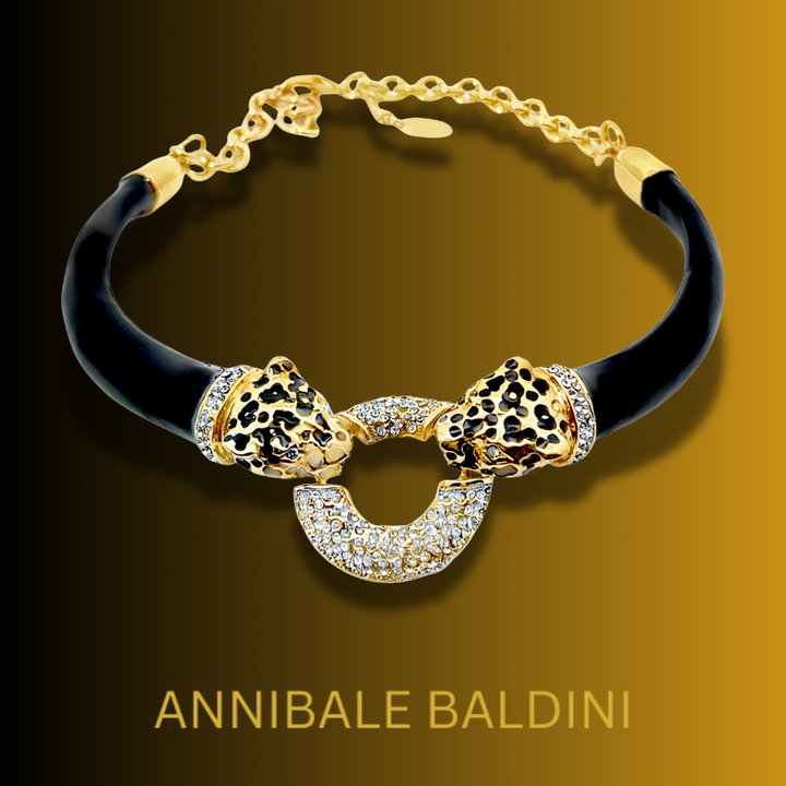 Annibale Baldini Italian Leopard and Swarovski Crystal Statement Necklace
