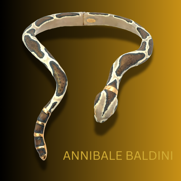 Annibale Baldini Italian Serpente Enamel Statement Necklace
