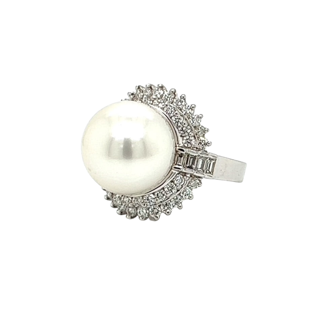 South Sea Pearl, 18K Gold and Diamond Ring