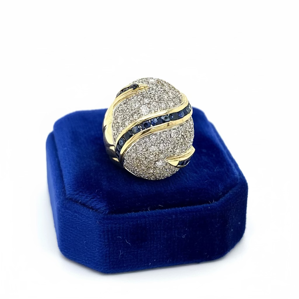 Estate 2.75 cttw Diamond and Sapphire Bold Ring 13825