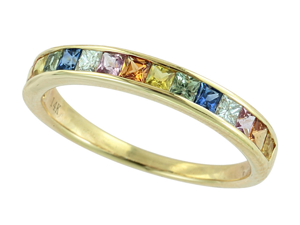 Effy Multi Color Sapphire, Diamond and 14K Yellow Gold Band